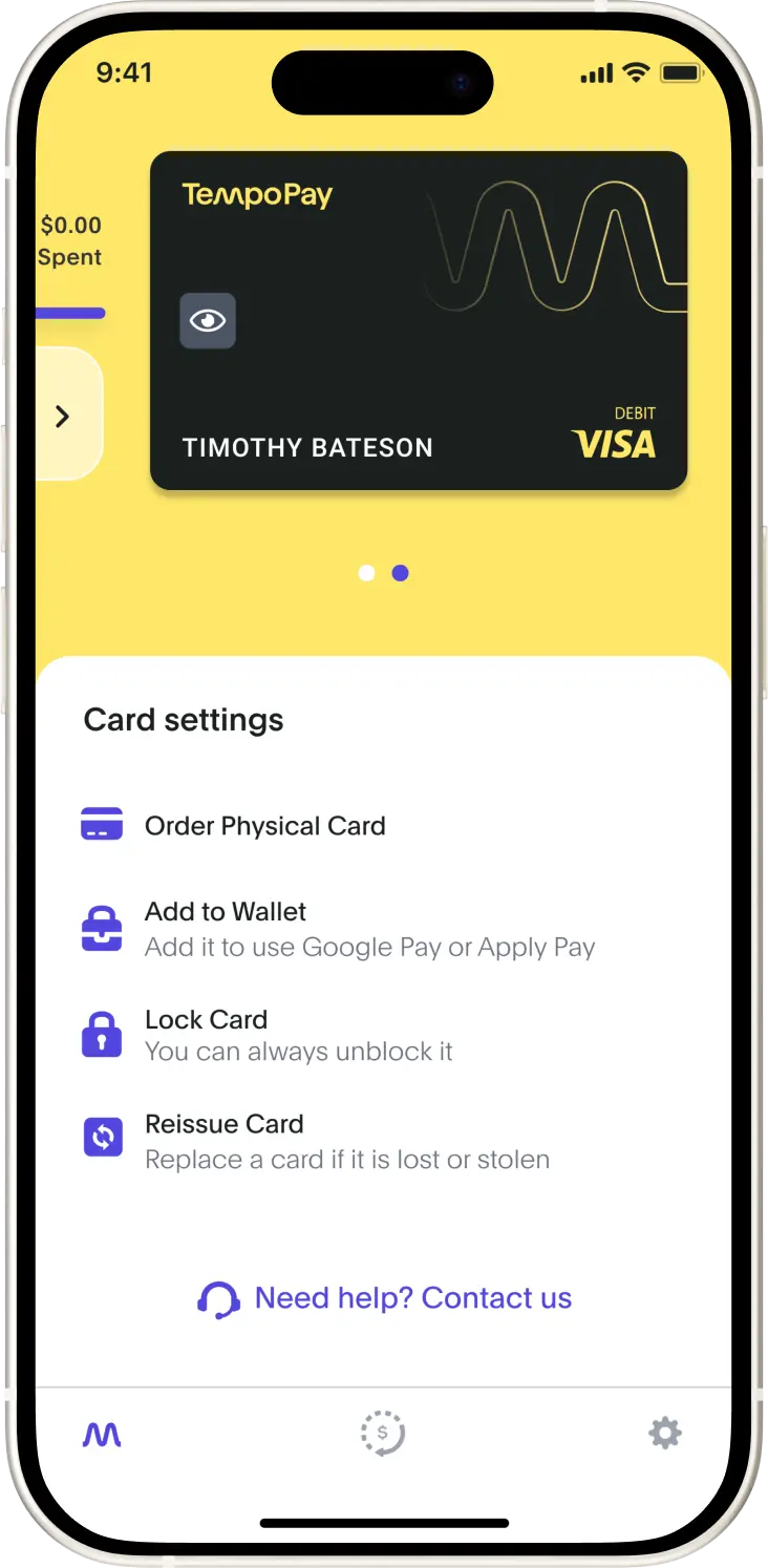 TempoPay Mobile Dashboard TempoPay Mobile Dashboard